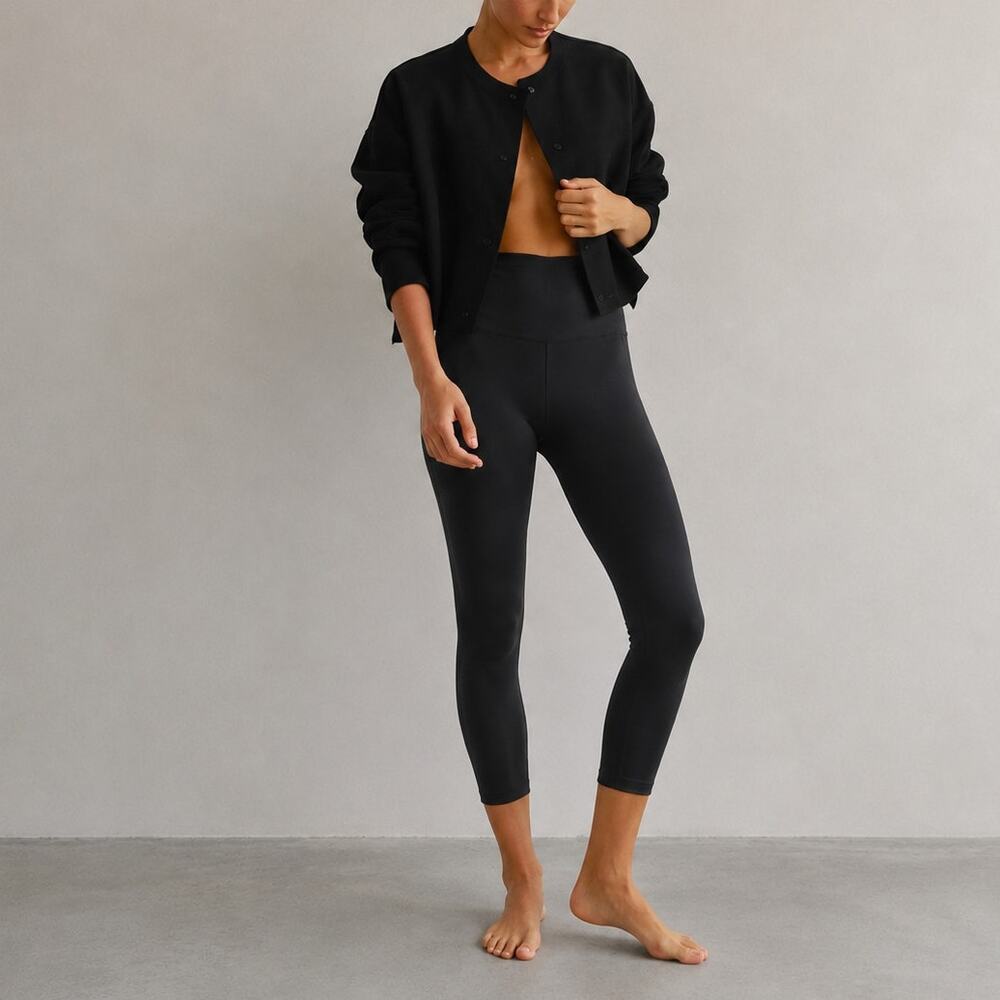 Alo Yoga 7/8 High-Waist Leggings Womens Black Logo Cropped, size M